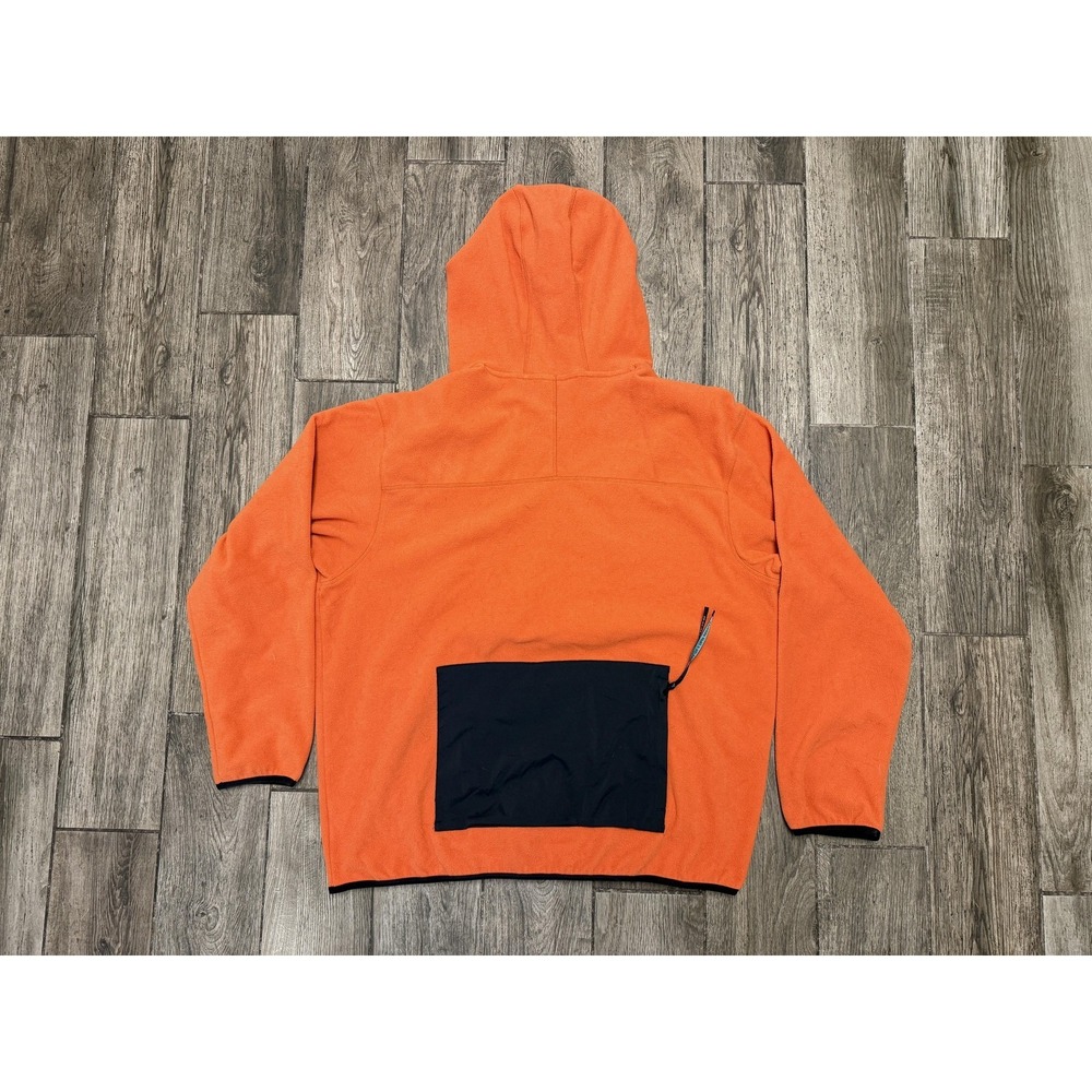Outdoor Afro REI Co-Op Pullover Mens XL Orange Hooded Fleece Jacket Pockets - Picture 2 of 6